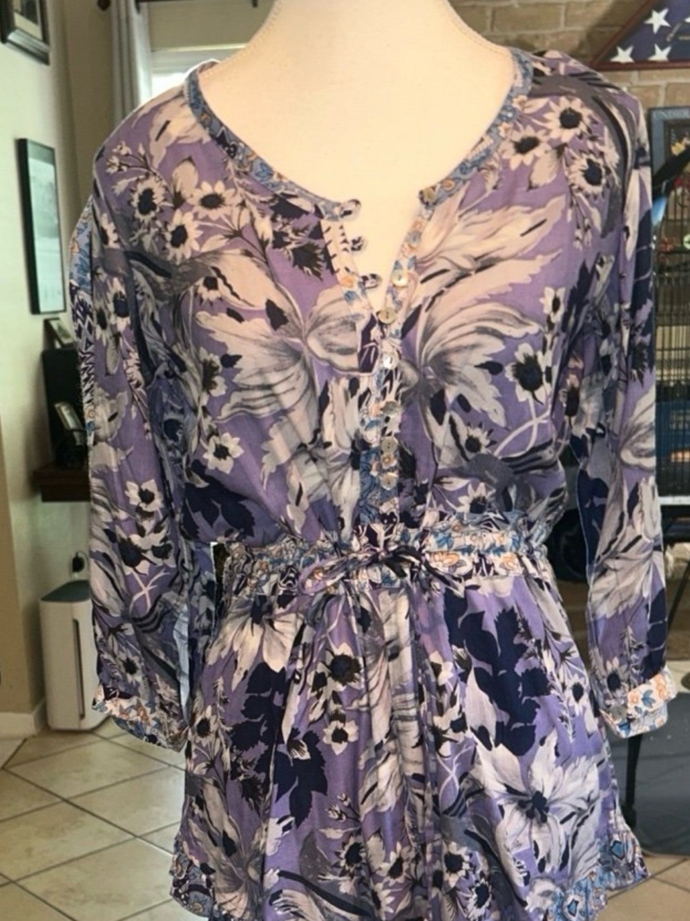 NWT Women’s RAGA Floral Purple and Blue Romper. Size S